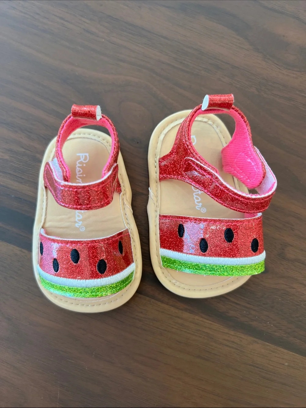 Baby Girls Tan Mary Jane Shoes & Glitter Watermelon Sandals - 2-Pack, 3-6 months